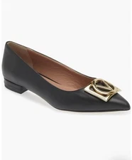 Valentino By Mario Valentino Flora Leather Flat Women's Black 6