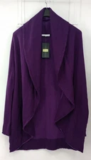 NWT Bryn Walker Organic Cotton Bamboo Fleece Sweater Purple Collar Wrap Coat XL