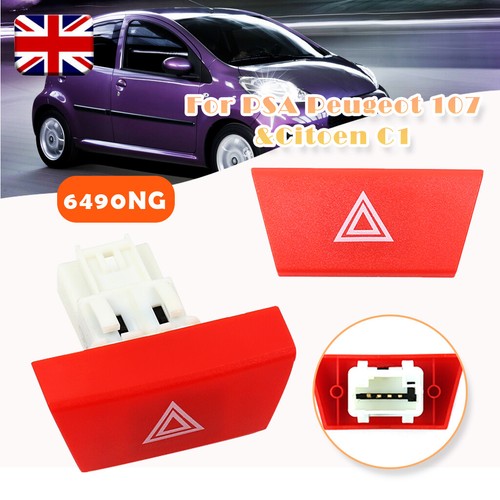 6490.NG For Peugeot 107 Citroen C1 Hazard Warning Switch Toyota Aygo