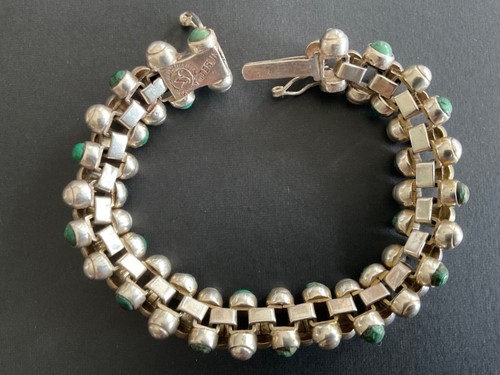 1940’s Vintage William Spratling Silver and Turquoise “Caviar” Bracelet - Picture 6 of 6