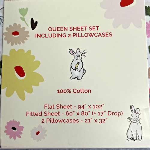 Cath Kidston London Baumwolle HASEN FRÜHLING Blumen 4-teiliges QUEEN Lakenset UK NEU - Bild 5 von 13
