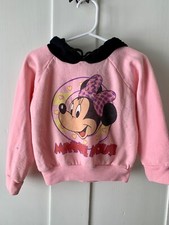 Vintage 1980s 2T-3T Minnie Mouse Hoodie Ears Pink Hearts