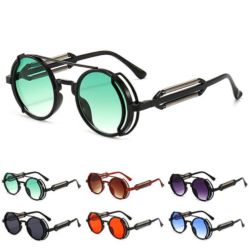 Steampunk Gothic Sunglasses Retro Punk Hippie Round Circle Glasses Eyeglasses - Picture 9 of 18