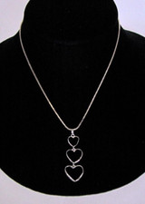 Hearts Pendant Necklace Sterling Silver Mother Daughter Friend Dangle