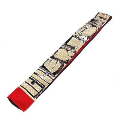 LOUIS VUITTON M73964 Monogram Bandeau-Trunk Scarf silk Beige/Red 