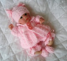 Dolls Knitting Pattern Coat Pants Hat Shoes to fit 6 .5 inch Sculpt or similar 