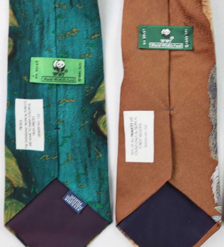 Lote de 4 corbatas de seda para hombre World Wildlife primates elefante emú rana animales Foto 3 de 4