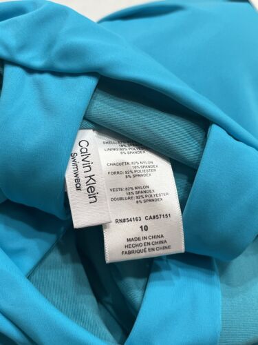 Calvin Klein Women’s Standard V Neckline One Piece Swimsuit Blue Size 10 - Picture 7 of 9