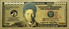 Michael Jackson $1,000,000 King of Pop Note Novelty 24K Gold Plated Bill XX006