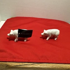 Ceramic Solid White Pig Salt and Pepper Shakers Set of 2 Farmhouse Pigs