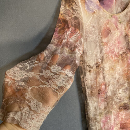 Cal Style Womens Fairy Lace Tunic Top Size M Sheer Floral Whimsigoth Bling Y2K - Picture 4 of 10