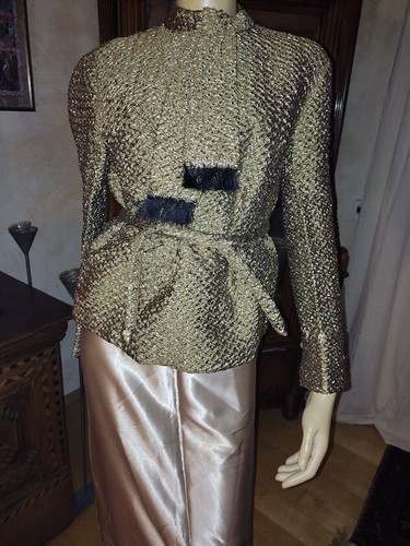 Camicia da sera originale anni '50 - oro - taglia 38? - Foto 2 di 5