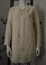 MICHAEL KORS 2 S/M Ecru Cream See thru pointelle Tunic dress $300 NEW casual