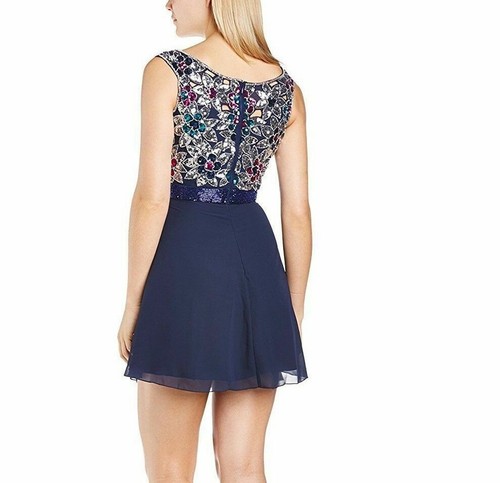 Nuovo con etichette Virgos Lounge Navy mini abito impreziosito UK 8 festa matrimonio cocktail ballo - Foto 4 di 6