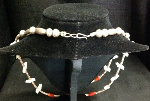 Collana fetish orso doppio filo MoP, corallo e perle sterling - 22" - Foto 3 di 3