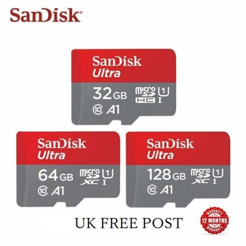SanDisk Ultra Micro SD 32GB 64GB 128GB Class 10 SDHC SDXC Memory Card & Adapter - Picture 1 of 8