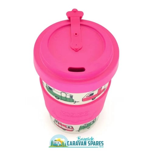 BAMBOO TEA COFFEE CUP TRAVEL MUG-400ML-THE ICONIC COLLECTION-VINTAGE PINK - Picture 3 of 5