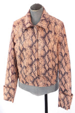 Stand Studio Jacket Snakeskin Effect Erin Crop Designer Pink Biker 10 Rrp £280