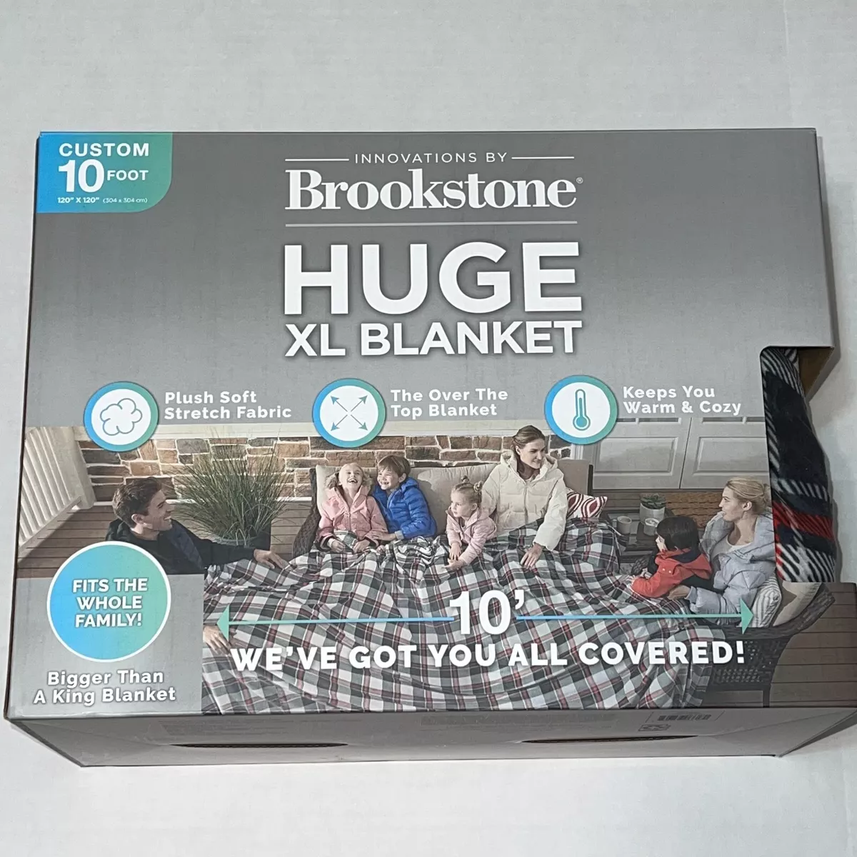 Brookstone Huge XL Blanket SOFT Jumbo 10 x 10 Red Check Plaid