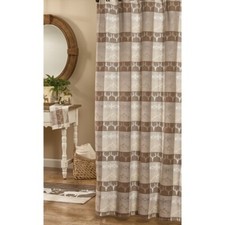Mountain Refuge Jacquard Cotton Rustic Country Cabin Shower Curtain