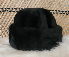 Womans Surell Genuine Fur Hat  Black One Size Winter Warm #407 Vintage NWOT
