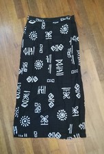 Women's Aztec Boho Print Wrap Style Skirt Sz 10 USA Rayon Vintage 80s Art Wear