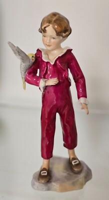 Antique English Royal Worcester Porcelain Figurine The Parakeet #3087 In Red