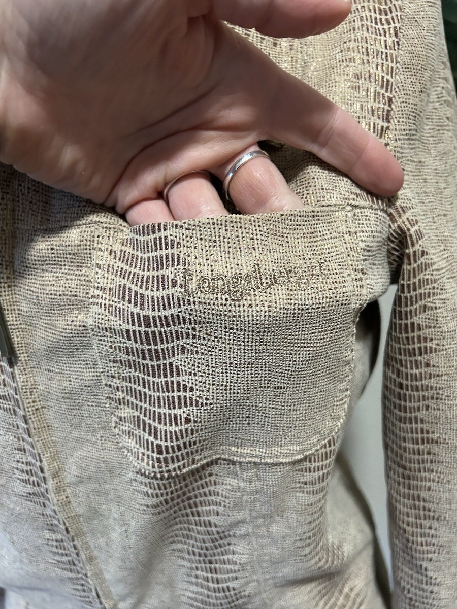 LONGABERGER Homestead Tan Metallic Snakeskin Zip Up Blazer Jacket Sz S View 6