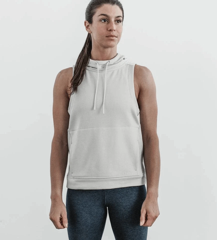 OFF WHITE Felpa con cappuccio senza maniche Nobull nuova con etichette in bianco sporco XS