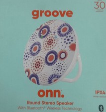 onn. Portable Bluetooth Speaker IPX4 Water Resistant Round Wireless Speaker