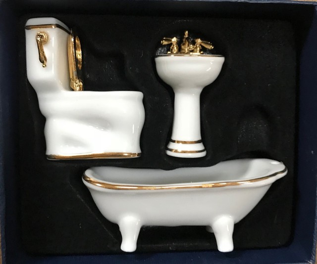 Reuter Porzellan White Porcelain Bathroom Set 1/2 Scale 3 pcs. eBay