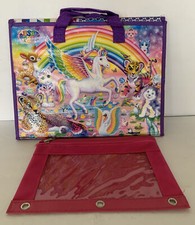 LISA FRANK RAINBOW UNICORN TRIFOLD PORTFOLIO BINDER WITH PENCIL HOLDER HANDLES