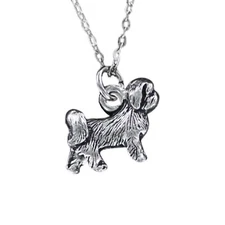SHIH TZU DOG Necklace on Chain or Charm Only - Pewter Asian Toy Tibet Pet Puppy