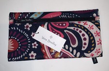 Vera Bradley Lighten Up Pencil Pouch Case Painted Paisley Nylon 2 Side Free Ship