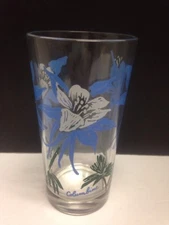 1950's Boscul Peanut Butter Blue & White Columbine 5" Drinking Glass