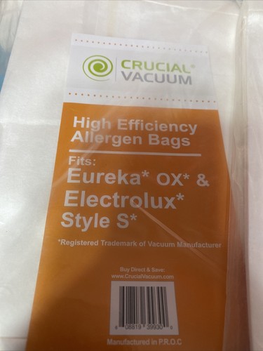 24 REPLACEMENT Eureka Style OX & Electrolux Style S Paper Vacuum Bags Part 61230 - Picture 3 of 4