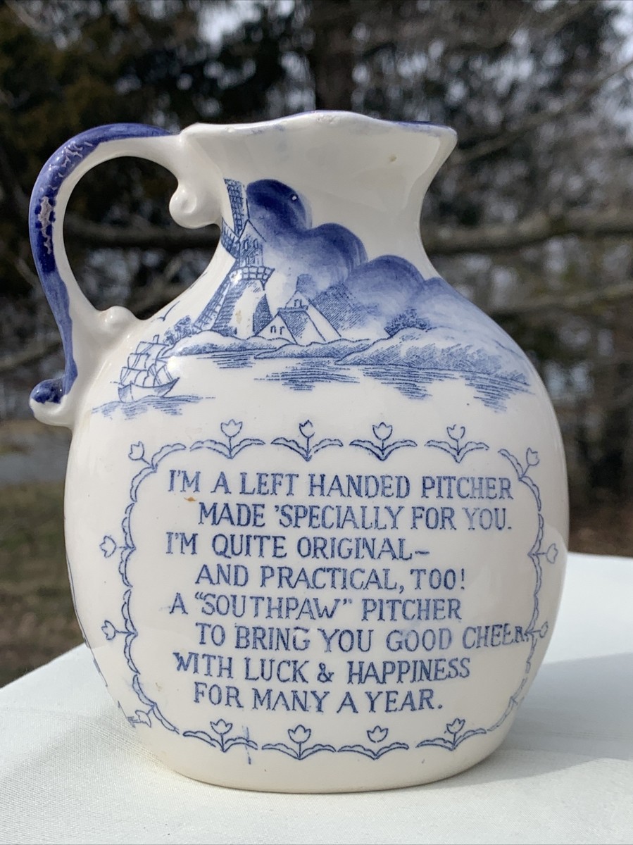 Vintage DELFT Blue Willow Dutch Boy & Girl LEFT HANDED