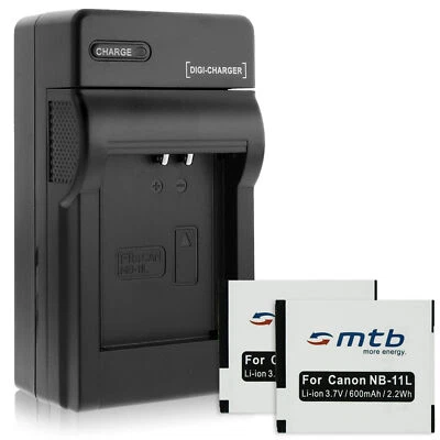 MTB MORE ENERGY 2x Batteries NB-11L + Chargeur pour Canon IXUS 140, 145, 150, 155, 240 HS