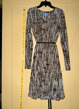 Simply Vera Vera Wang Women’s Long Sleeve Midi Dress Brown Print Size S