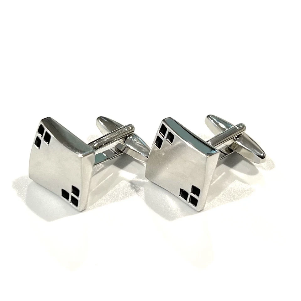 Pincel Wave Top Abotoaduras de Cristal Preto para Homens Presente de Casamento de Aniversário na Caixa - Imagem 4 de 4