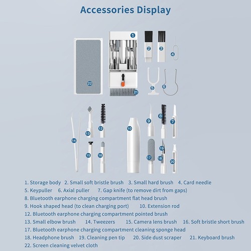 19in1 Phone Cleaner Tool Set Laptop Computer Cleaning Kit For Camera Tablet PC_X - Photo 4/16