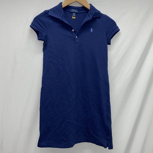 Polo Ralph Lauren Shirt Dress Girls Medium 8/10 Stretch Blue L20