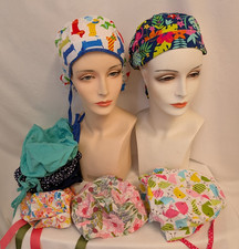 Lot of 8 Surgical Scrub Caps Hats Used Nurse Doctor Medical Assorted Brands