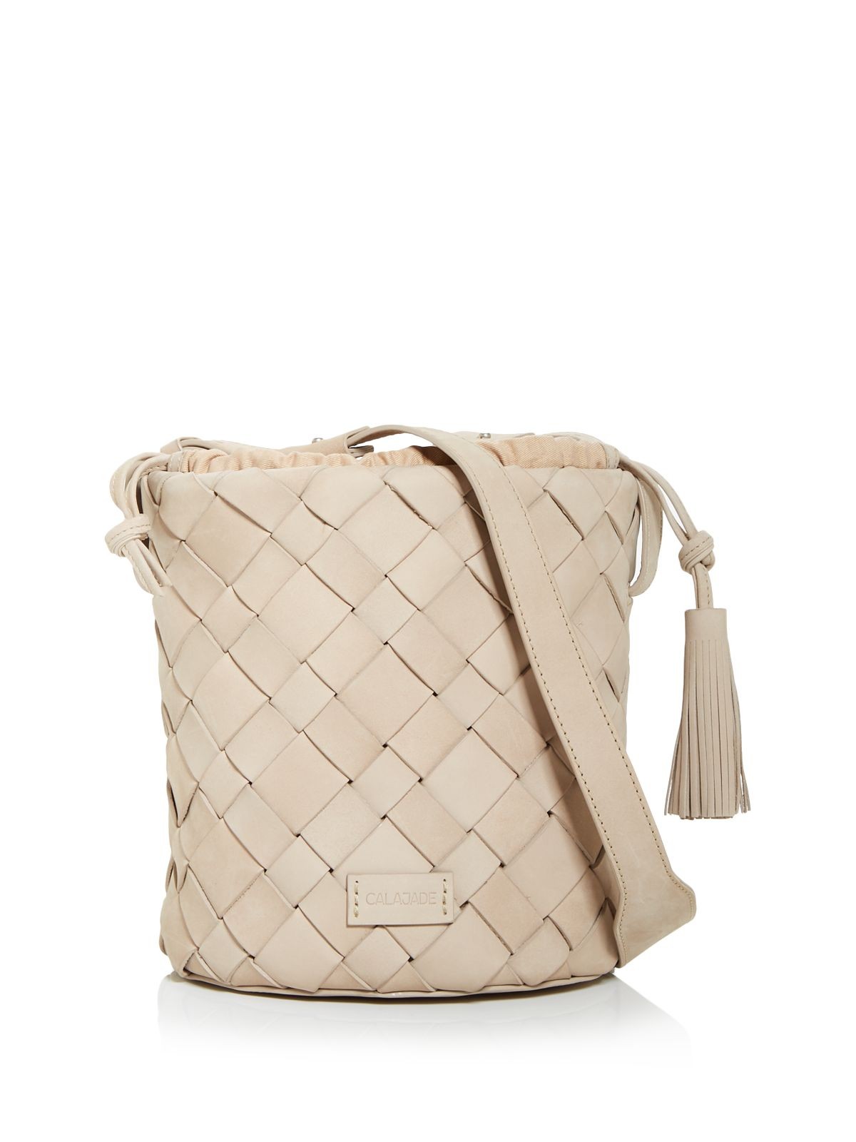 CALAJADE Женская бежевая кожаная регулируемая съемная сумка-ведро с одним ремешком 50290₽