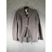 Sundance Women's Gray Cardigan Sweater Large Wool Blend Button Front Cozy