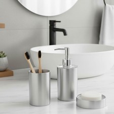 Brushed Aluminum Bathroom Accessory Set Silver