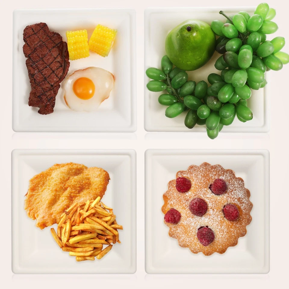  50 Stück Einwegteller, quadratisch, Einweg-Servierplatten, Partyteller, - Bild 3 von 4