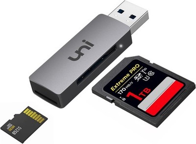 uni SD Card Reader, USB 3.0 Adapter High-Speed Micro Memory Grey 