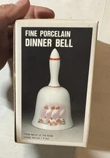 Antique Christmas Fine Porcelain Dinner Bell With Box