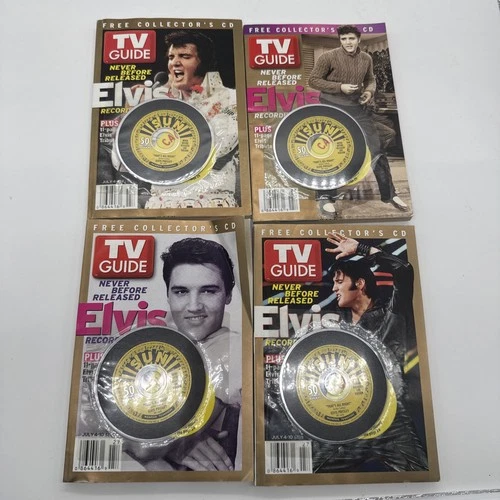 Rare Set Of 4 TV Guide Magazines with Elvis Mini CDs- Elvis Presley Extravaganza